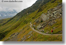 europe, grindelwald, hikers, horizontal, mountains, switzerland, photograph