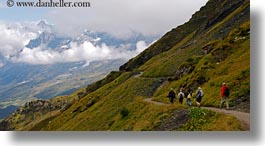 clouds, europe, grindelwald, hikers, horizontal, mountains, nature, sky, switzerland, photograph