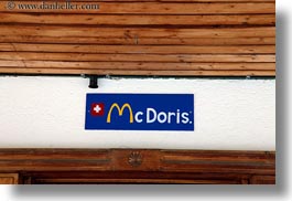 europe, gasterntal valley, horizontal, kandersteg, mc doris, mcdonalds, signs, switzerland, photograph