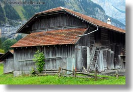 barn, europe, gasterntal valley, horizontal, kandersteg, switzerland, trees, photograph