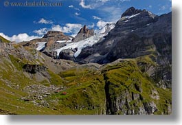 clouds, europe, grassy, horizontal, kandersteg, lake oeschinensee, landscapes, mountains, nature, sky, snowcaps, switzerland, photograph