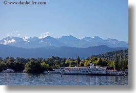 boats, europe, horizontal, lake lucerne, lucerne, mountains, nature, snowcaps, switzerland, photograph