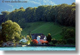 europe, horizontal, houses, lake lucerne, lakes, lucerne, switzerland, photograph