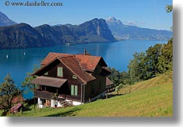 europe, horizontal, houses, lake lucerne, lakes, lucerne, switzerland, photograph
