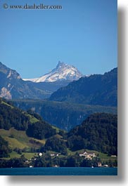 europe, lake lucerne, lakes, lucerne, mountains, nature, snowcaps, swirl, switzerland, tops, vertical, photograph