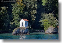 europe, horizontal, houses, islands, lake lucerne, little, lucerne, switzerland, photograph