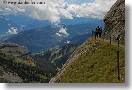 clouds, europe, hikers, horizontal, lucerne, mt pilatus, nature, sky, switzerland, valley, photograph