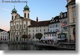 churches, europe, horizontal, lucerne, rivers, switzerland, towns, photograph