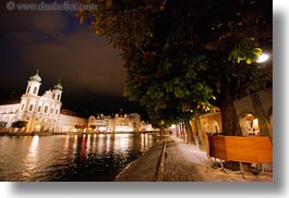 churches, europe, horizontal, lucerne, nite, rivers, slow exposure, switzerland, towns, photograph