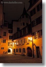 empty, europe, lucerne, narrow, nite, streets, switzerland, towns, vertical, photograph