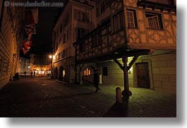 europe, horizontal, illuminated, lucerne, nite, slow exposure, switzerland, towns, walkway, photograph