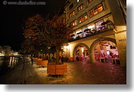 europe, horizontal, lucerne, nite, restaurants, rivers, switzerland, towns, photograph