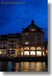 europe, lucerne, nite, rivers, stores, switzerland, towns, vertical, photograph