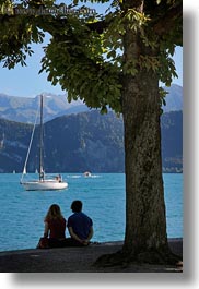 boats, couples, emotions, europe, lucerne, men, people, silhouettes, solitude, switzerland, vertical, watching, weggis, womens, photograph