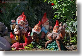 europe, gardens, gnomes, horizontal, lucerne, switzerland, weggis, photograph