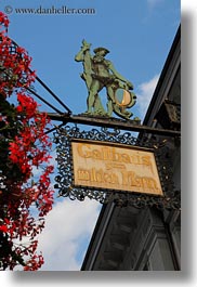 europe, hotels, lucerne, mann, signs, switzerland, vertical, wilden, wilden mann hotel, photograph