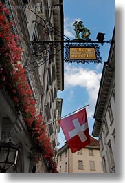 europe, hotels, lucerne, mann, signs, switzerland, vertical, wilden, wilden mann hotel, photograph