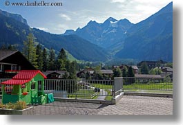 europe, horizontal, houses, mountains, play, switzerland, photograph