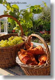 baskets, croissants, europe, grapes, montreaux, switzerland, vertical, white, photograph