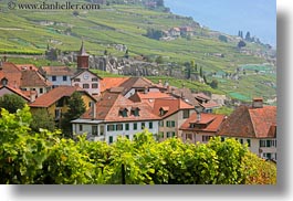 europe, horizontal, houses, montreaux, st saphorin, switzerland, vineyards, photograph