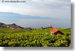 europe, horizontal, houses, lakes, montreaux, switzerland, villette, vineyards, photograph