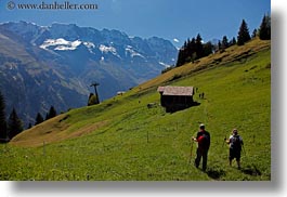 big, europe, hikers, horizontal, mountains, murren, switzerland, views, photograph