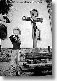 black and white, crosses, europe, people, switzerland, vertical, photograph