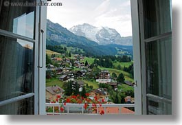 europe, horizontal, meyers hotel, mountains, switzerland, wengen, windows, photograph