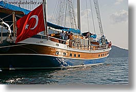 boats, cevri hasan, europe, flags, gulet, horizontal, people, schooner, turkeys, photograph