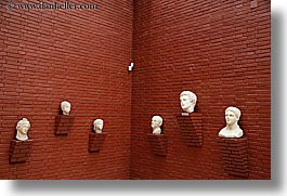 ephesus museum, europe, heads, horizontal, statues, stones, turkeys, walls, photograph
