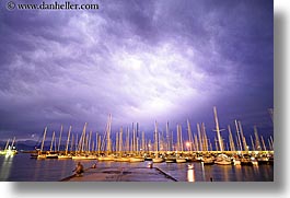 boats, dusk, europe, finike, harbor, horizontal, lightning, long exposure, storm, turkeys, photograph