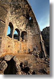 architectural ruins, archways, churches, domes, europe, gemiler, turkeys, vertical, photograph