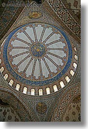 blue mosque, ceilings, europe, istanbul, mosques, religious, turkeys, vertical, photograph