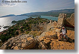 architectural ruins, europe, horizontal, kale island, ocean, overlook, turkeys, photograph