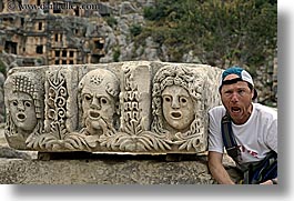 architectural ruins, blocks, europe, horizontal, men, myra, old myra, plinth, stones, tourists, turkeys, photograph