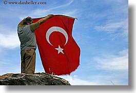 europe, flags, horizontal, men, people, turkeys, turkish, waving, photograph