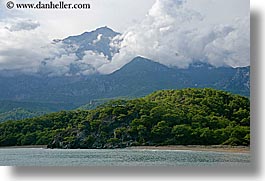 clouds, europe, horizontal, mountains, mt olympus, ocean, phaselis, turkeys, photograph