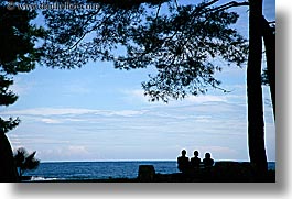 europe, horizontal, ocean, people, phaselis, silhouettes, trees, turkeys, photograph