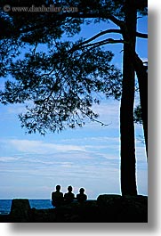 europe, ocean, people, phaselis, silhouettes, trees, turkeys, vertical, photograph