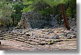 architectural ruins, europe, horizontal, phaselis, roman, trees, turkeys, photograph