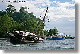 boats, europe, horizontal, ocean, phaselis, sinking, turkeys, photograph