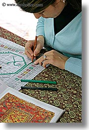 arts, designer, drawing, europe, rugs, turkeys, turkmen rugs, vertical, womens, working, photograph