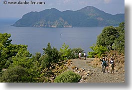 europe, groups, hiking, horizontal, ocean, paths, people, tourists, turkeys, walk, photograph