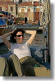 boats, europe, happy, lori, sunglasses, tourists, turkeys, vertical, womens, photograph