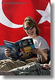 beth, europe, flags, happy, mary, mary beth, sunglasses, tourists, turkeys, vertical, womens, photograph