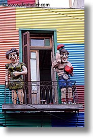 argentina, arts, balconies, buenos aires, la boca, latin america, manequins, mannequins, vertical, photograph