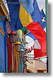 argentina, buenos aires, colored, la boca, lamps, latin america, painted town, vertical, photograph