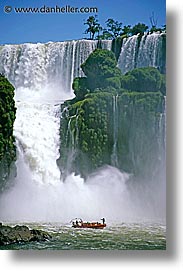 argentina, boats, iguazu, latin america, rides, vertical, water, waterfalls, photograph