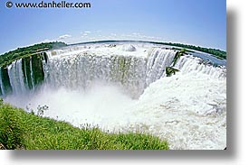 argentina, falls, fisheye, fisheye lens, horizontal, horses, iguazu, latin america, shoes, water, waterfalls, photograph