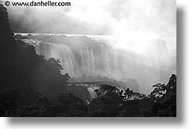 argentina, black and white, falls, horizontal, iguazu, latin america, water, waterfalls, photograph